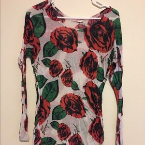 Betsey Johnson RARE sheer rose longsleeve